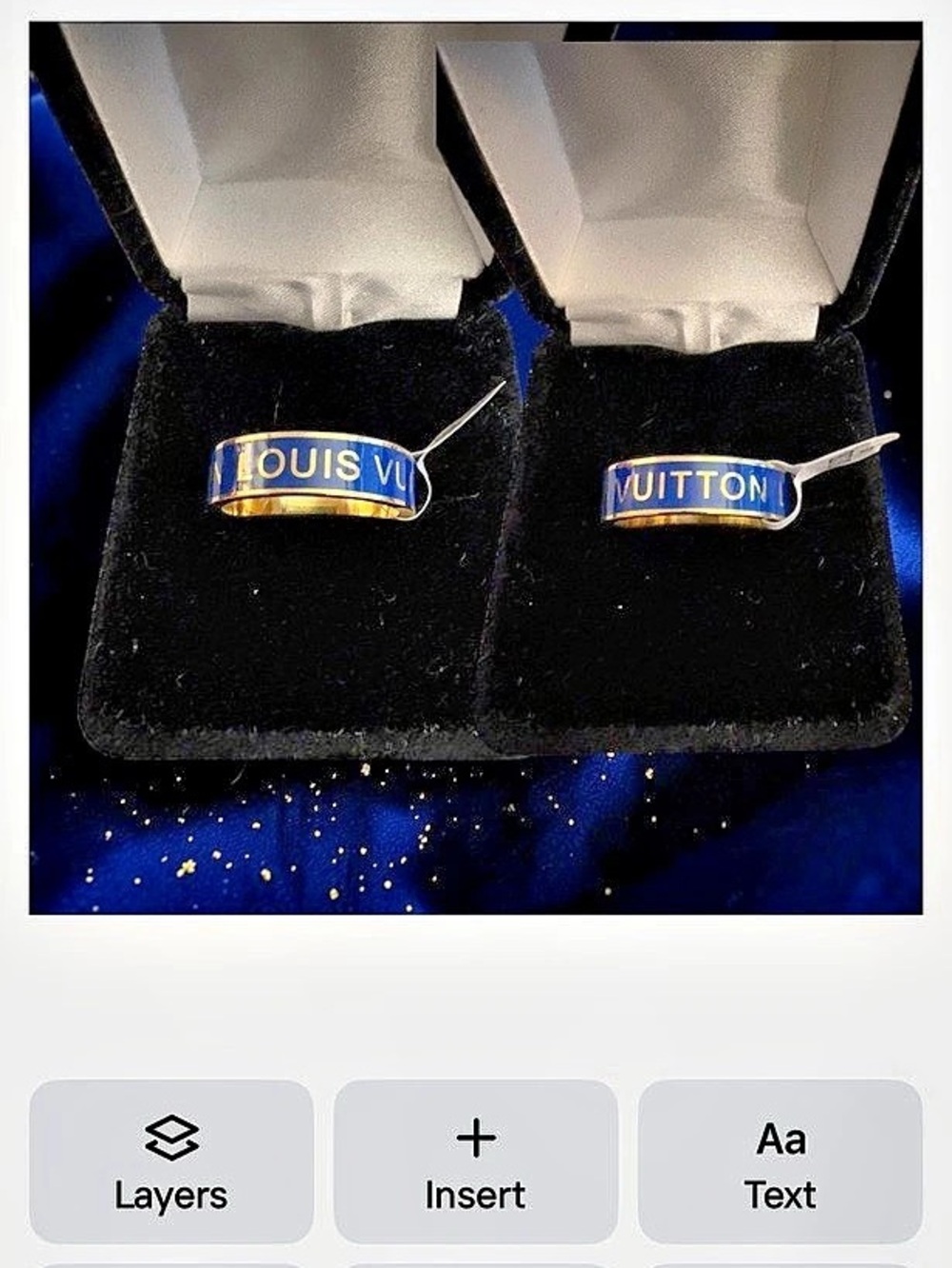 Blue Gold-Tone Ring